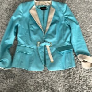 Women’s Italian Turquoise Aqua Blazer & matching Skirt-Full Suit-Made in Italy